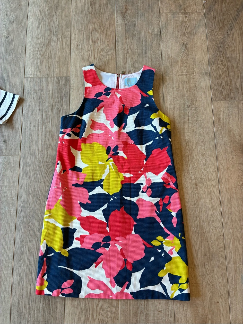 Ce Ce Floral Shift tank Dress in Navy, Pink & Yellow 4 tropical resort
